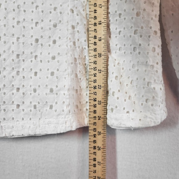 Banana Republic White Eyelet Puff Sleeve Top XL Cottagecore Clean Girl Cotton - Picture 9 of 10